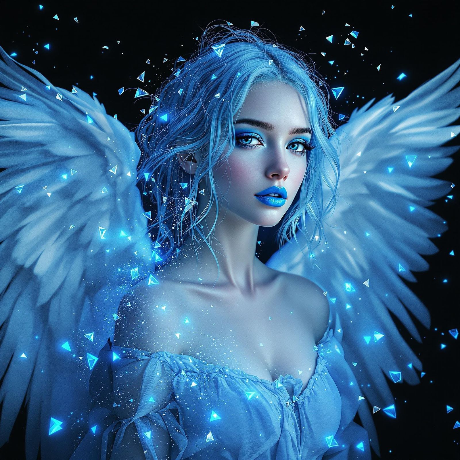 Digital Dream Angel in Cosmic Blue