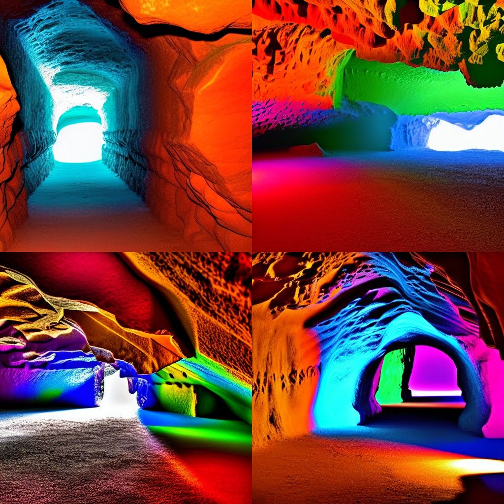 Colorful Cave Interior in Sharp Focus