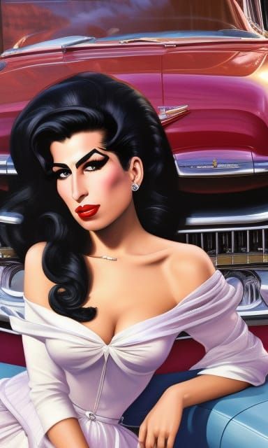 Amy Winehouse & Cadillac Fleetwood 1955
