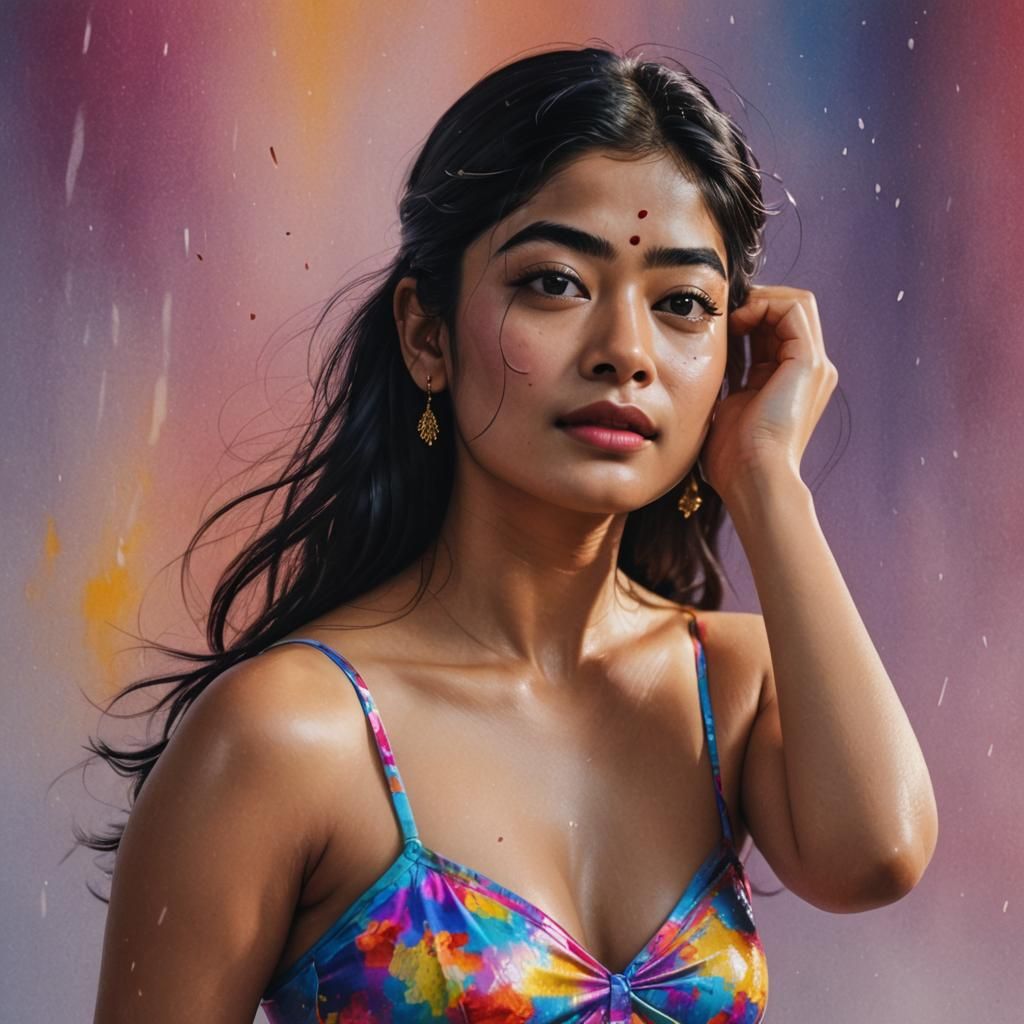 Hyperrealistic Oily Body Portrait in Splash Art Style
