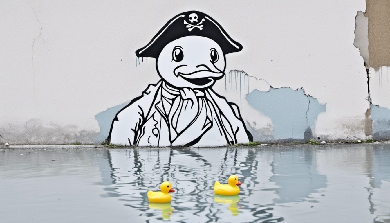 Washed Away Pirate Rubber Duck Street Art