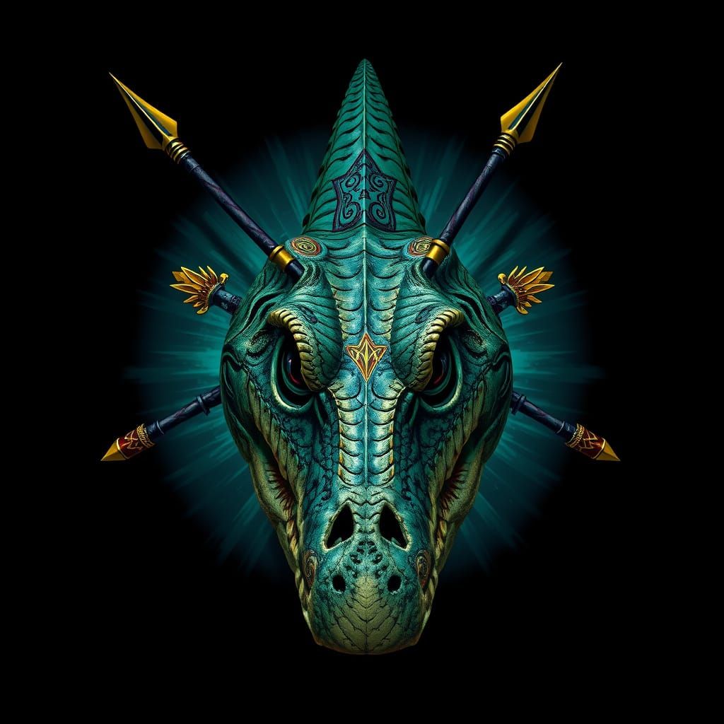 Everak's Sacred Symbol: Crocodile Skull with War Spears