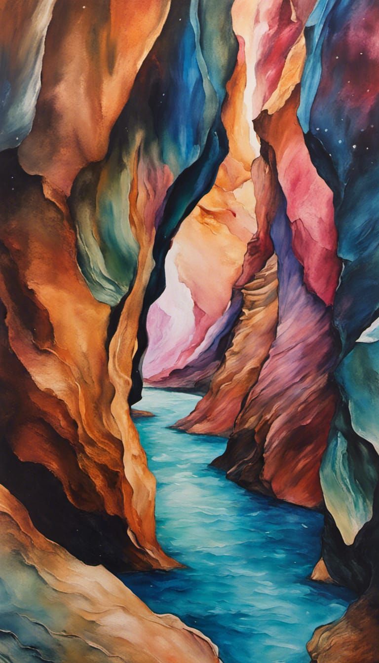 Antelope Canyon Alcohol Ink Art in Expressionist Style