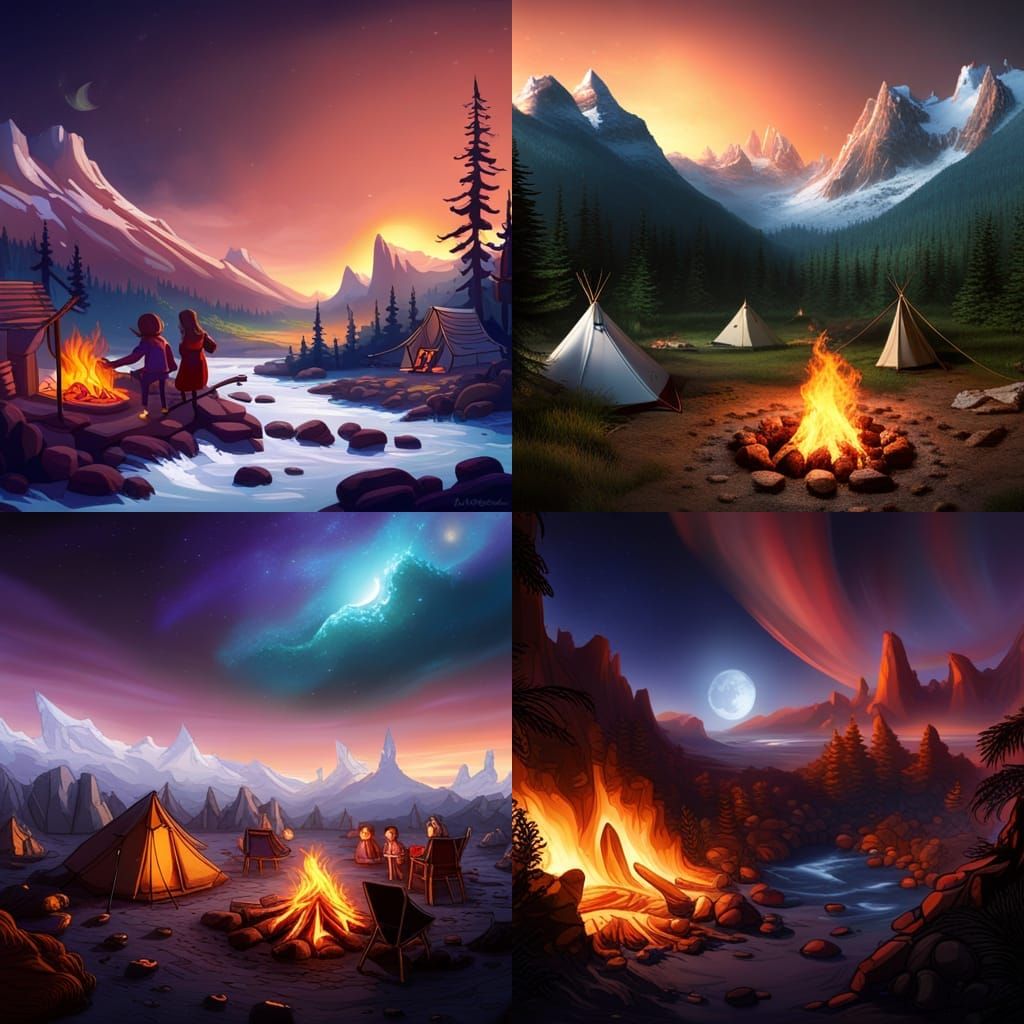 Cozy Campfire Under the Stars: Fantasy Concept Art