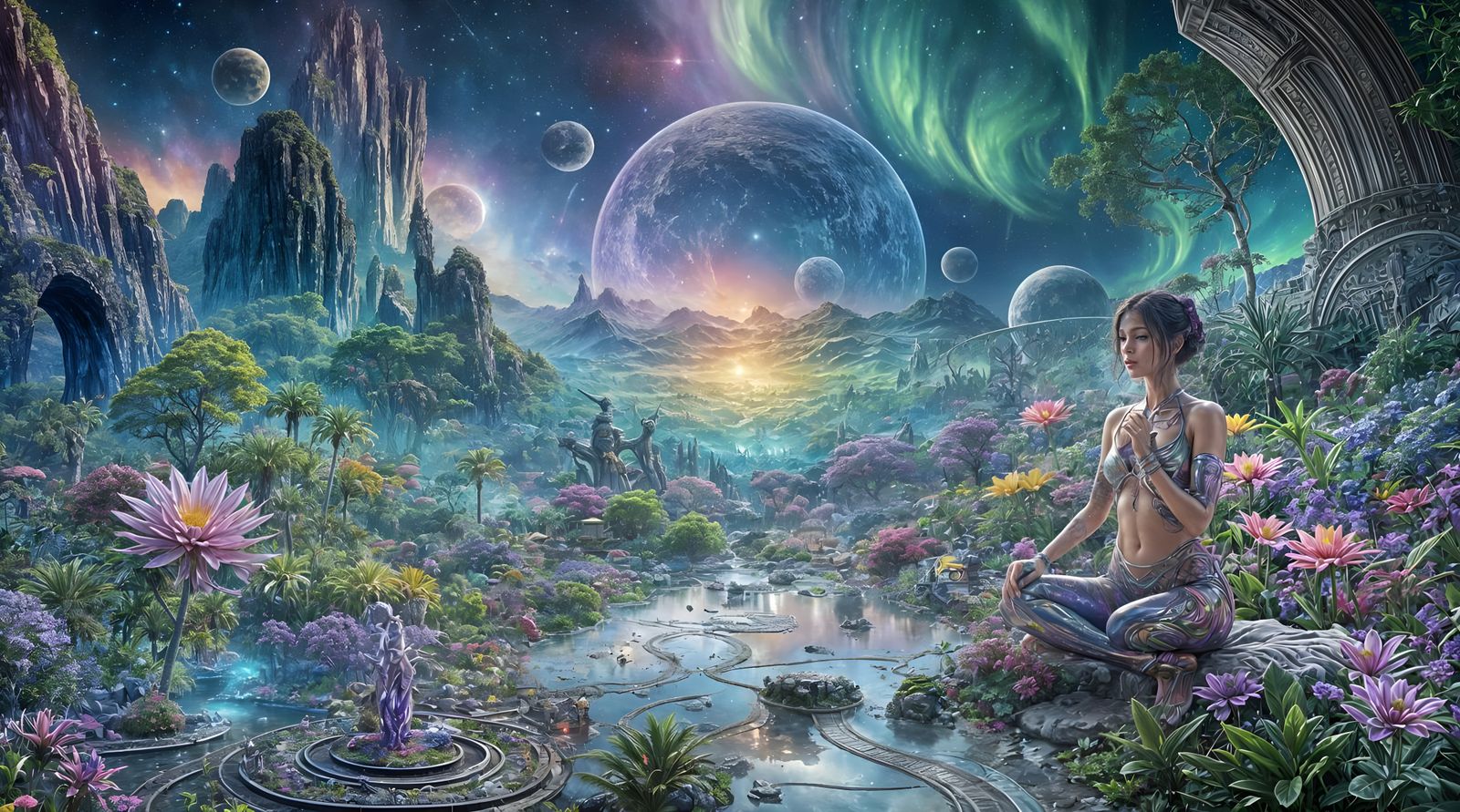 Surreal Cosmic Oasis in a Radiant, Hyper-Realistic Fantasy G...