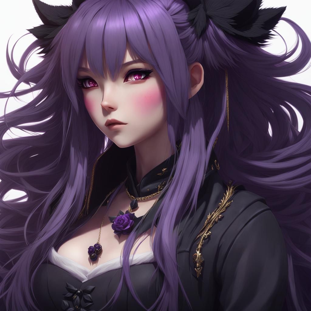 Goth Kitsune Girl: 3D Anime Art in 8K