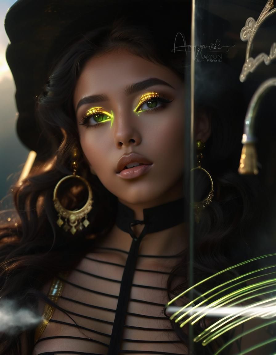 Hyperrealistic Latina Goddess in Smokey Atmosphere