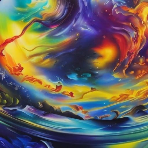 Dreaming Person in Space, Surrealist Oil Painting