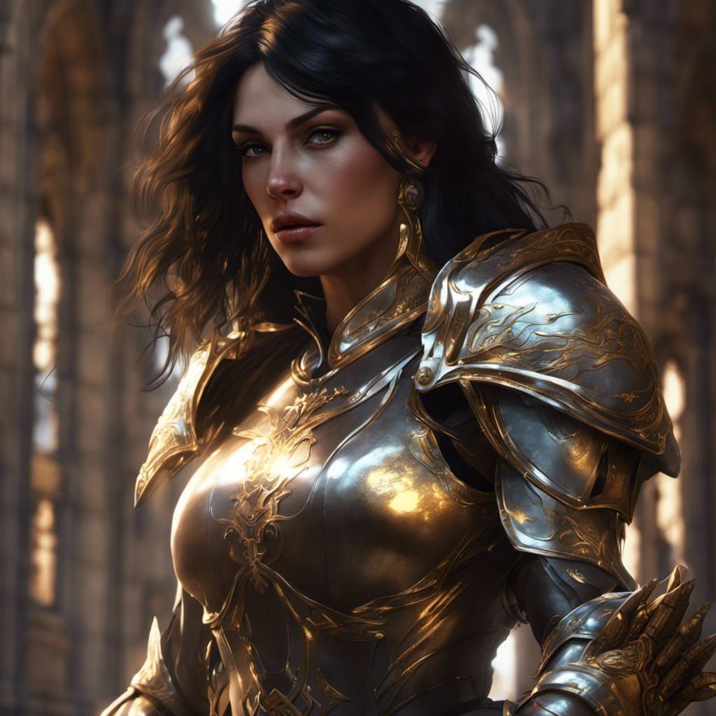 Female Paladin with Lance: Dark Fantasy Concept Art