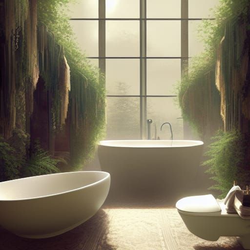 Luxe Bathroom Oasis in Dark Fantasy Style