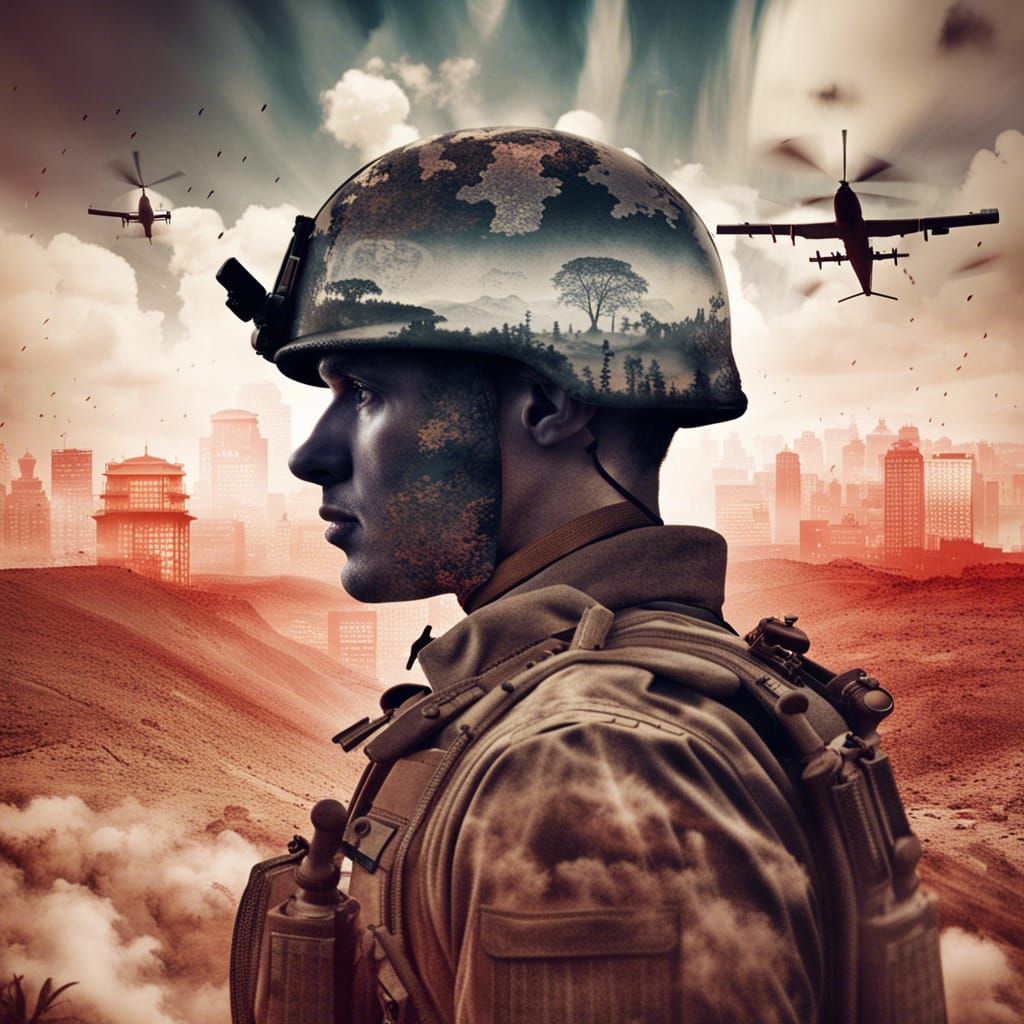 Soldier Double Exposure War Art