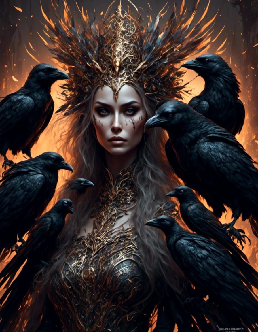 Enchanting Gothic Queen of Crows Portrait