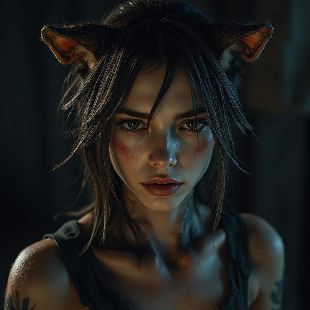 Ethereal Beast Woman in Dark Mystique