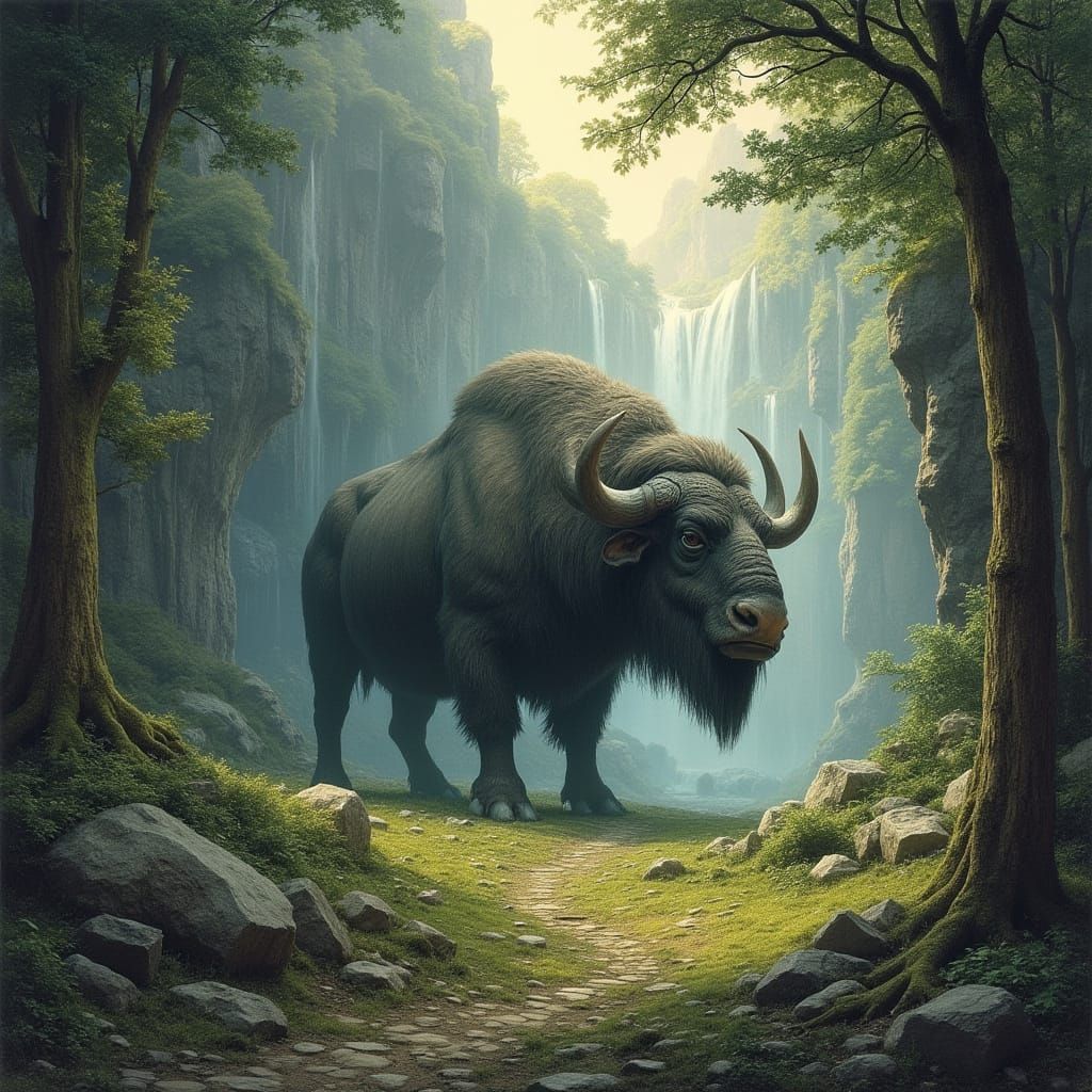 A Majestic Behemoth in a Lush Primordial Landscape