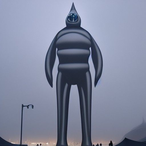 Creepy Colossal Inflatable Figures in Surreal Landscape