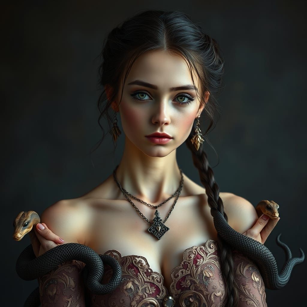 Elegant Woman in Dark Industrial Setting