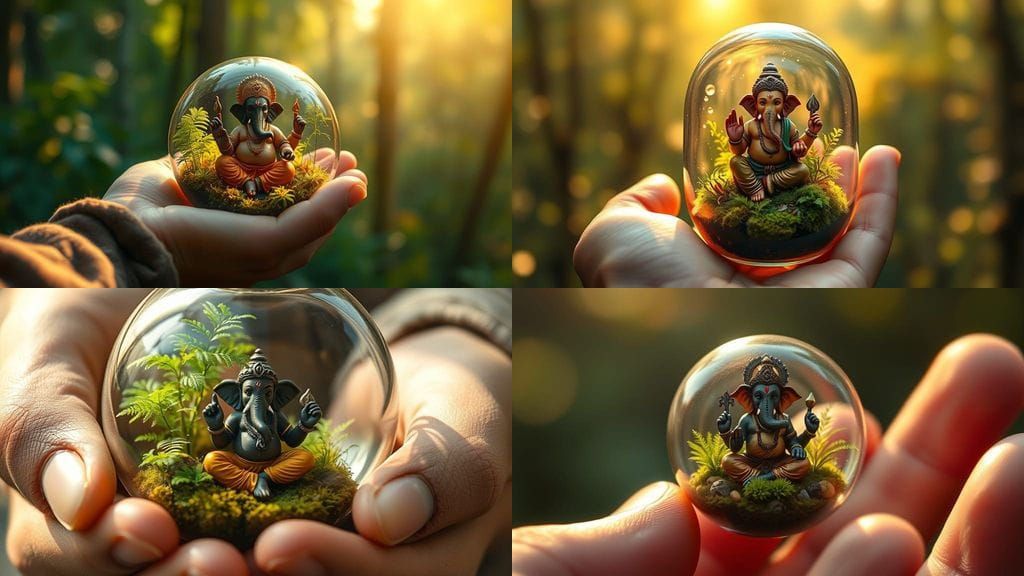 Ganesha in Miniature Forest Capsule, Hyperrealistic