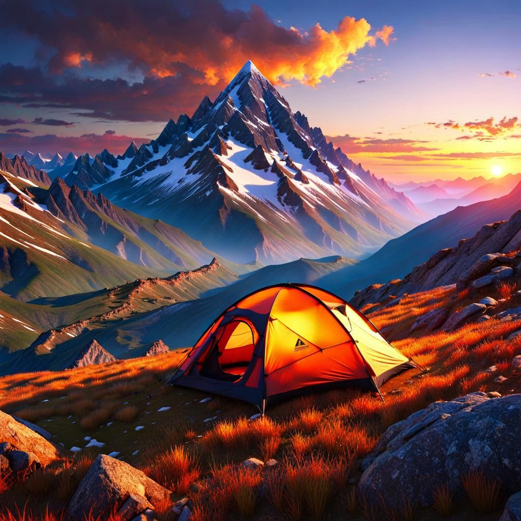 Mountain Sunset View with Eagle, Concept Art