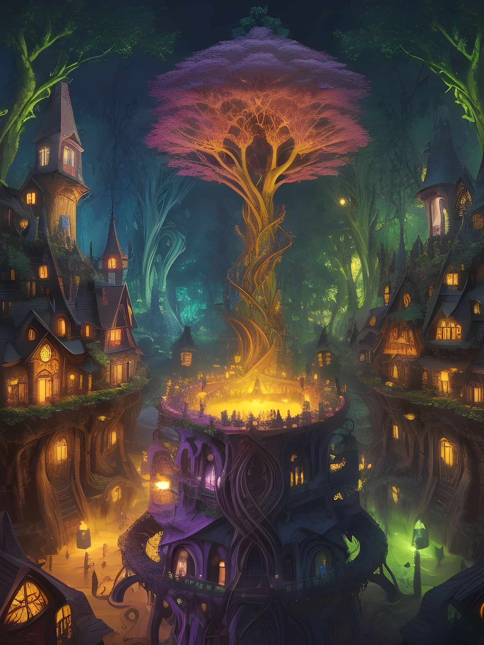 Magical Fairytale Village Optical Illusion in 3D