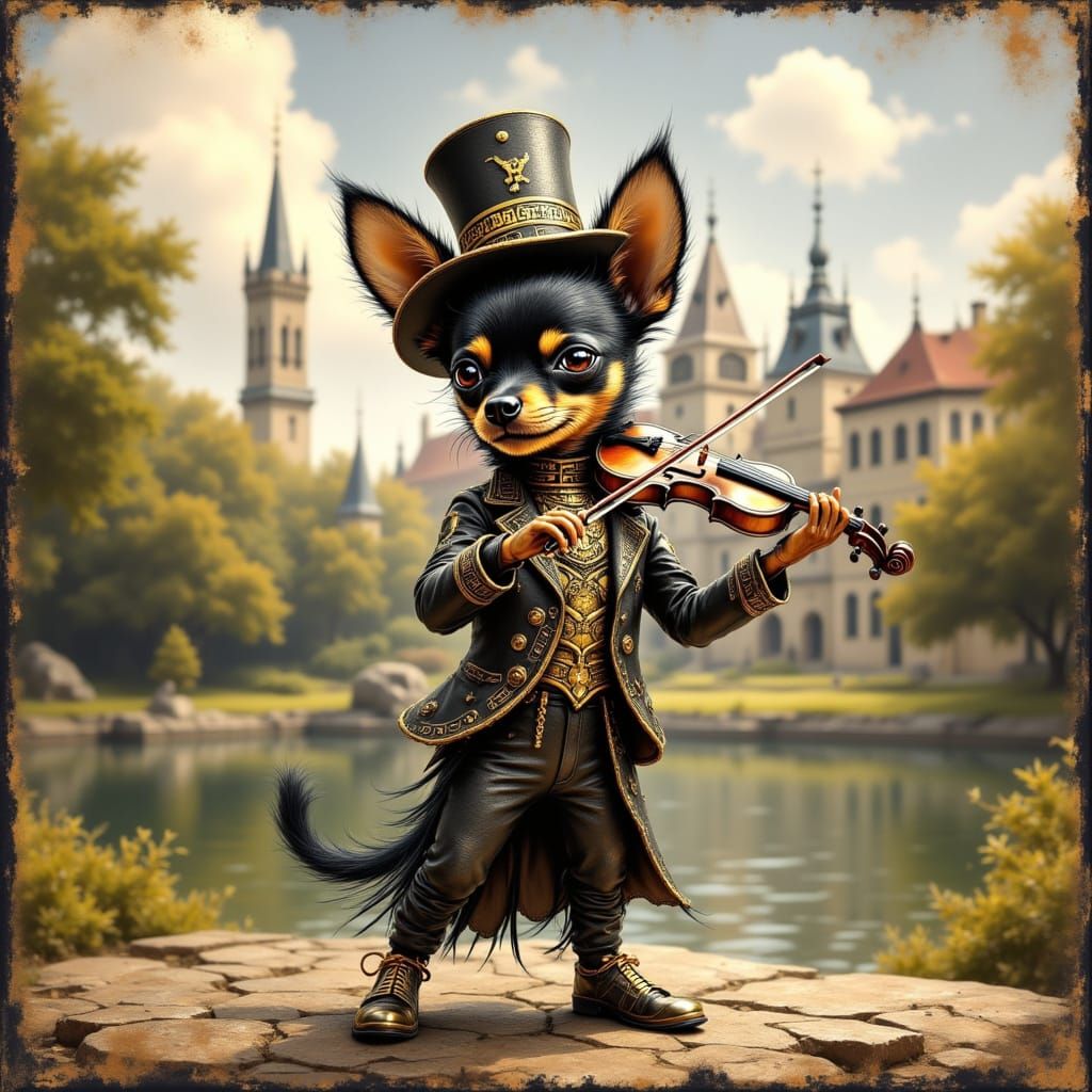 Chihuahua Violinist Concert Poster Design