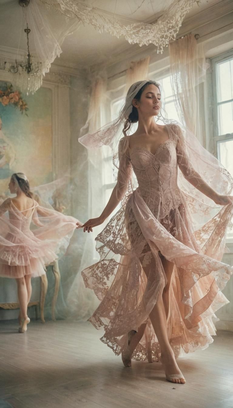 Ethereal Dancer in Tulle: Alcohol Ink Art