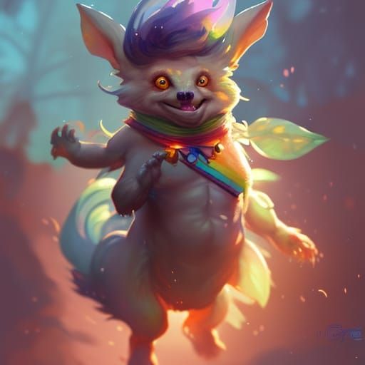 Adorable Rainbow Creature Concept Art Portrait