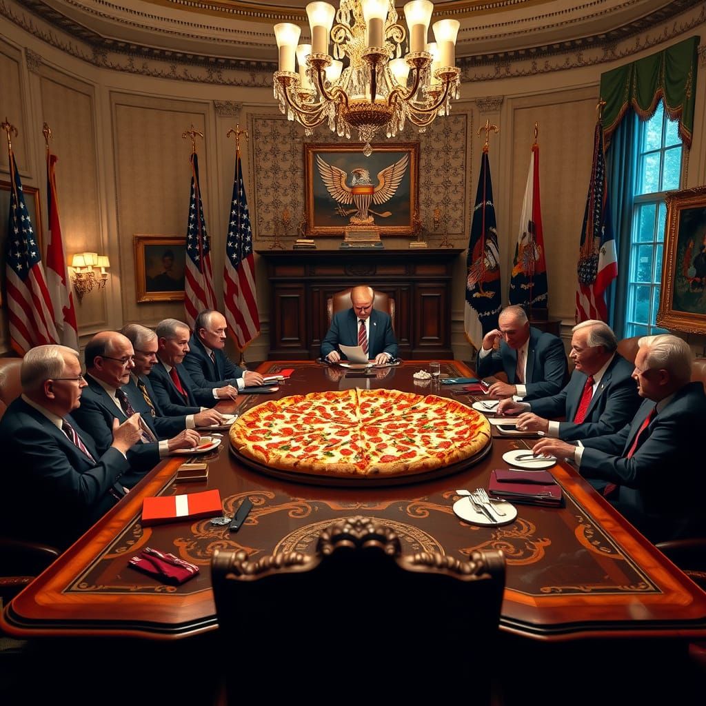 Global Leaders Share Pizza, Rockwell Style