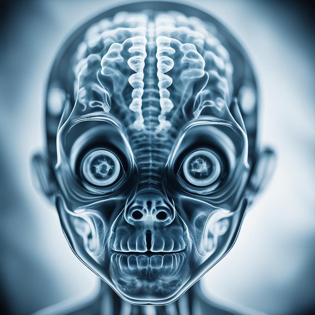 Alien Baby Growing Inside Human Brain X-Ray