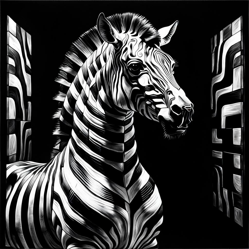 Zebra in Geometric Abstract Art Style