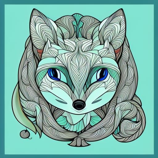 Chibified Baby Fox in Abstract Vector Art