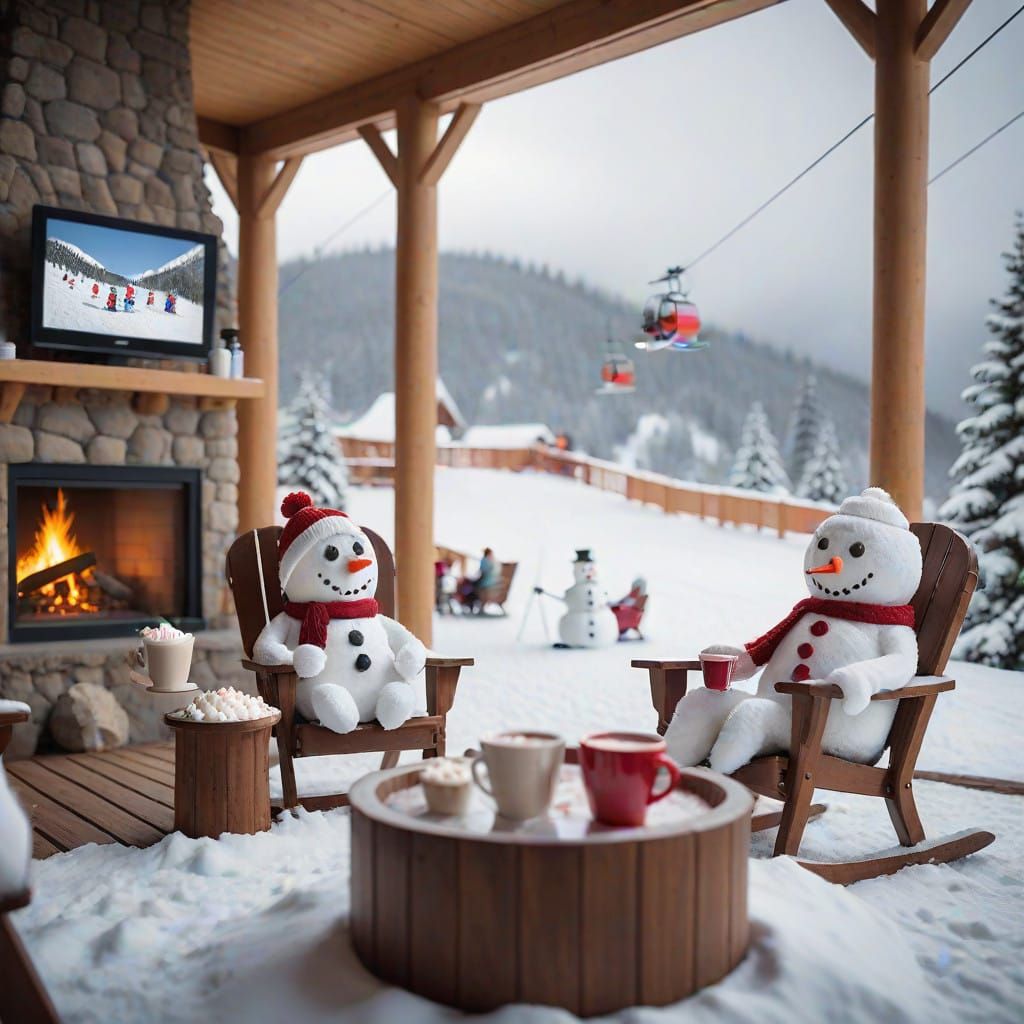 Snowmen in Winter Wonderland Scene as DSLR Photography