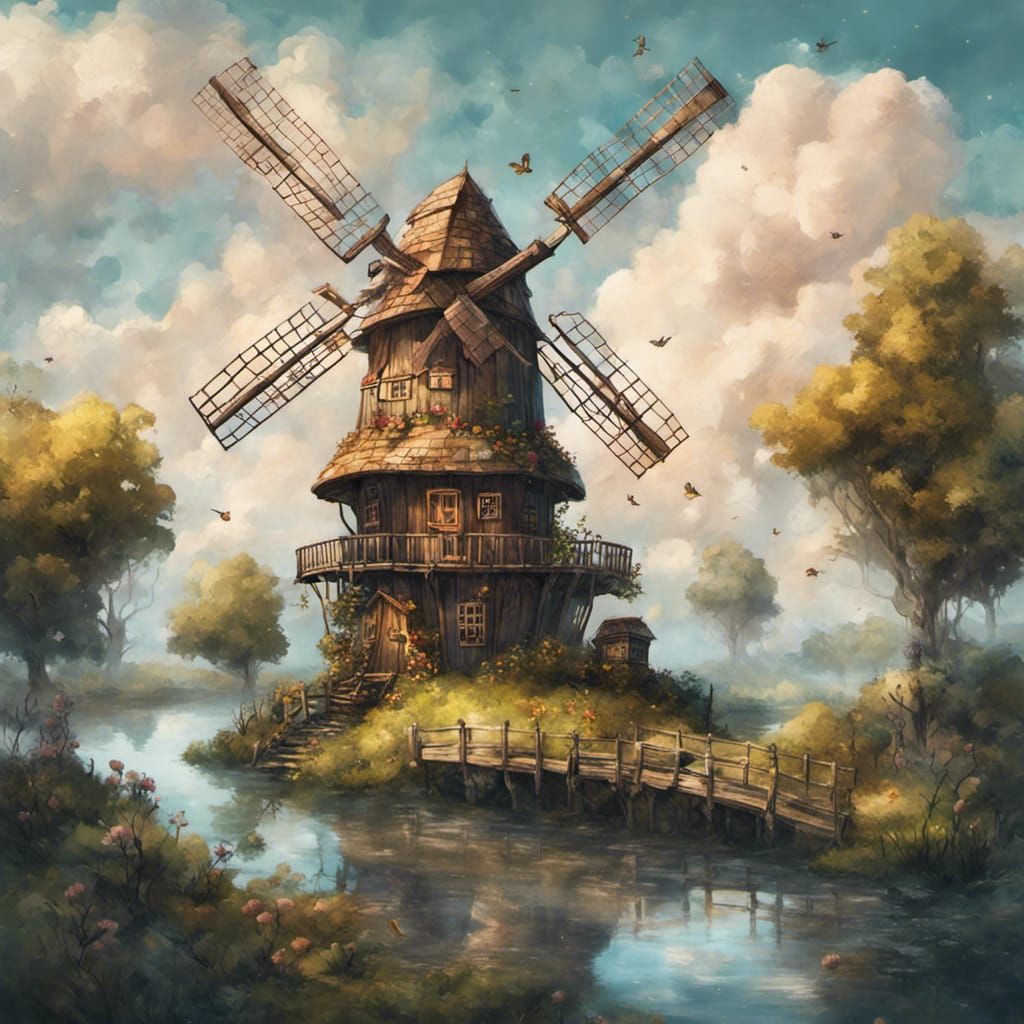 Fantasy Fairy Windmill in Cottagecore Style