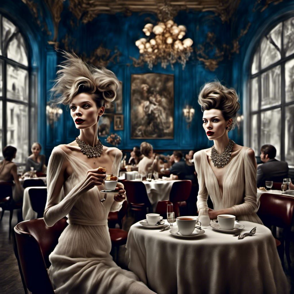 Women in Cafe: A Photorealistic Masterpiece