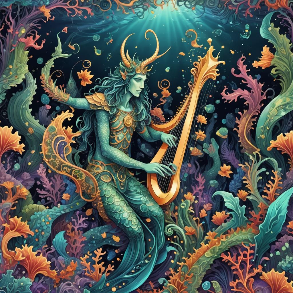 Psychedelic Merman's Underwater Harp Concert