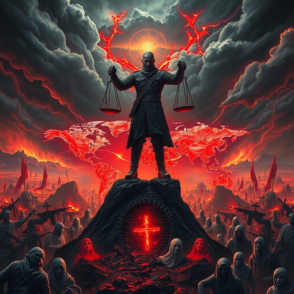 Gritty Apocalypse Scene in a Dystopian Art Style