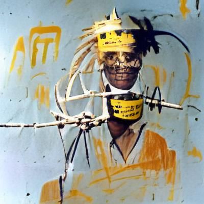 Skull Mask Graffiti Art in Basquiat Style