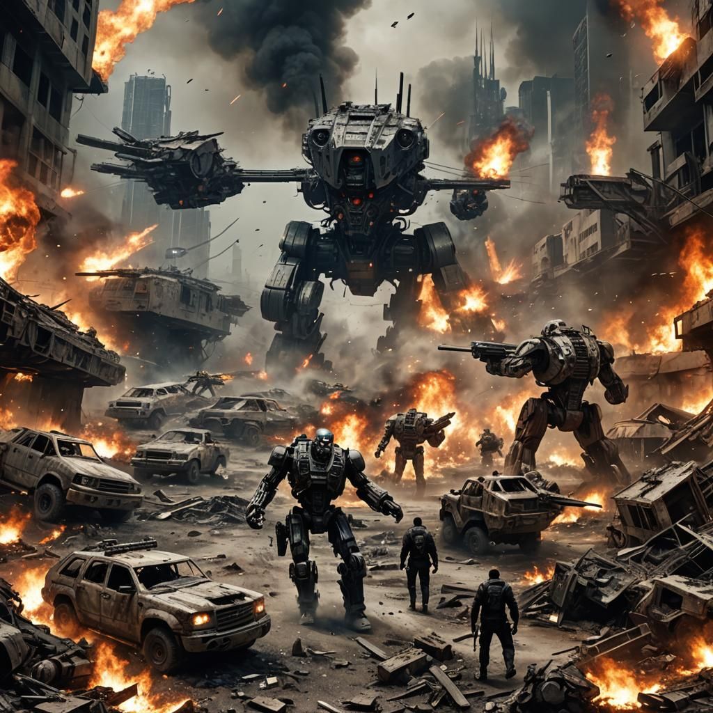 Post-Apocalyptic Terminator Battle Scene