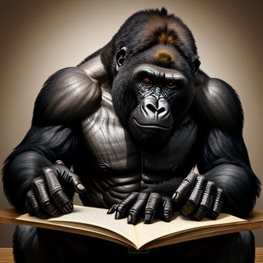 Gorilla Poet in Vibrant Street Art Style