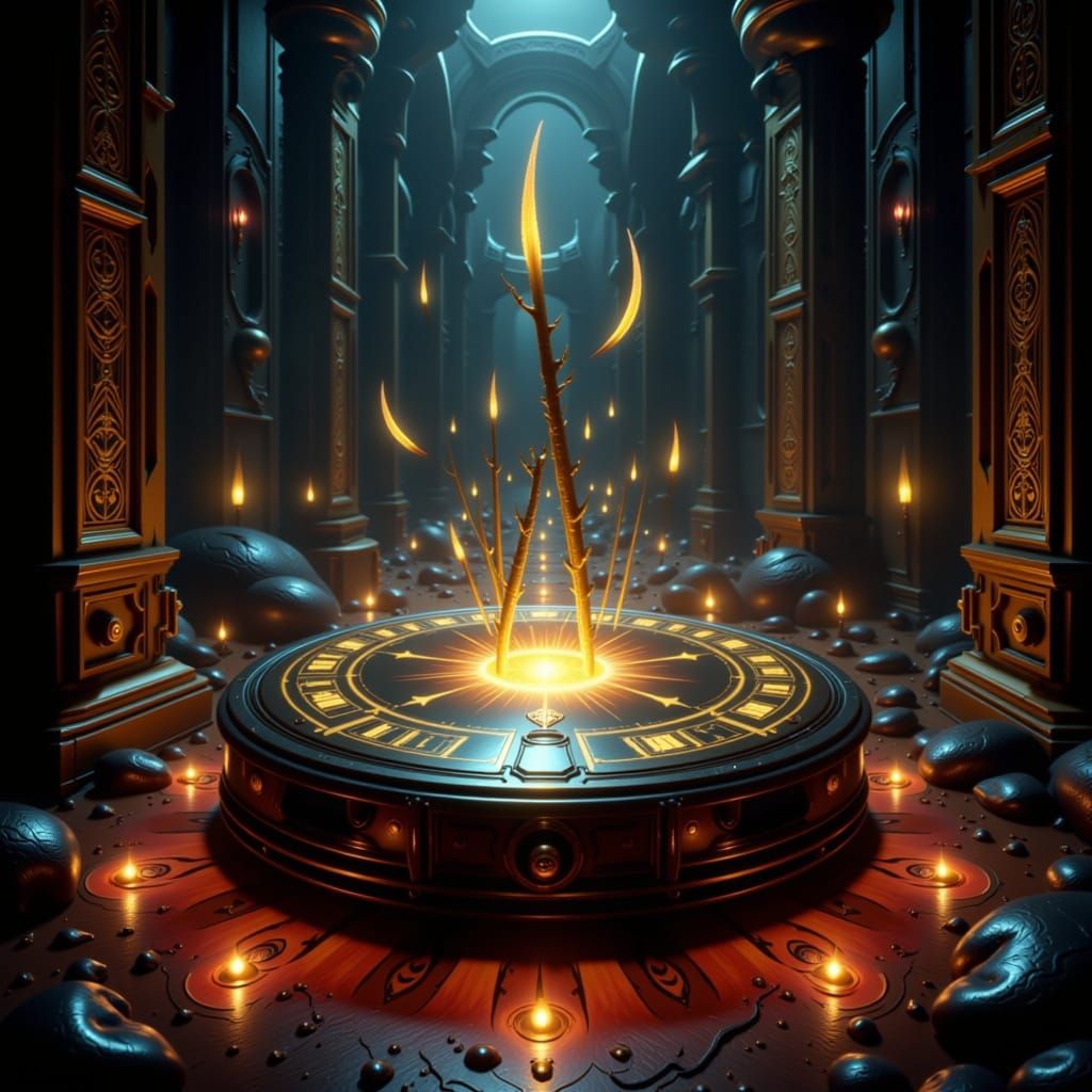 Roomba of Power Hovering in Opulent Chamber