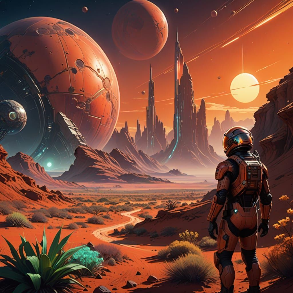 Artist Sketches Mars Landscape From Colony Window