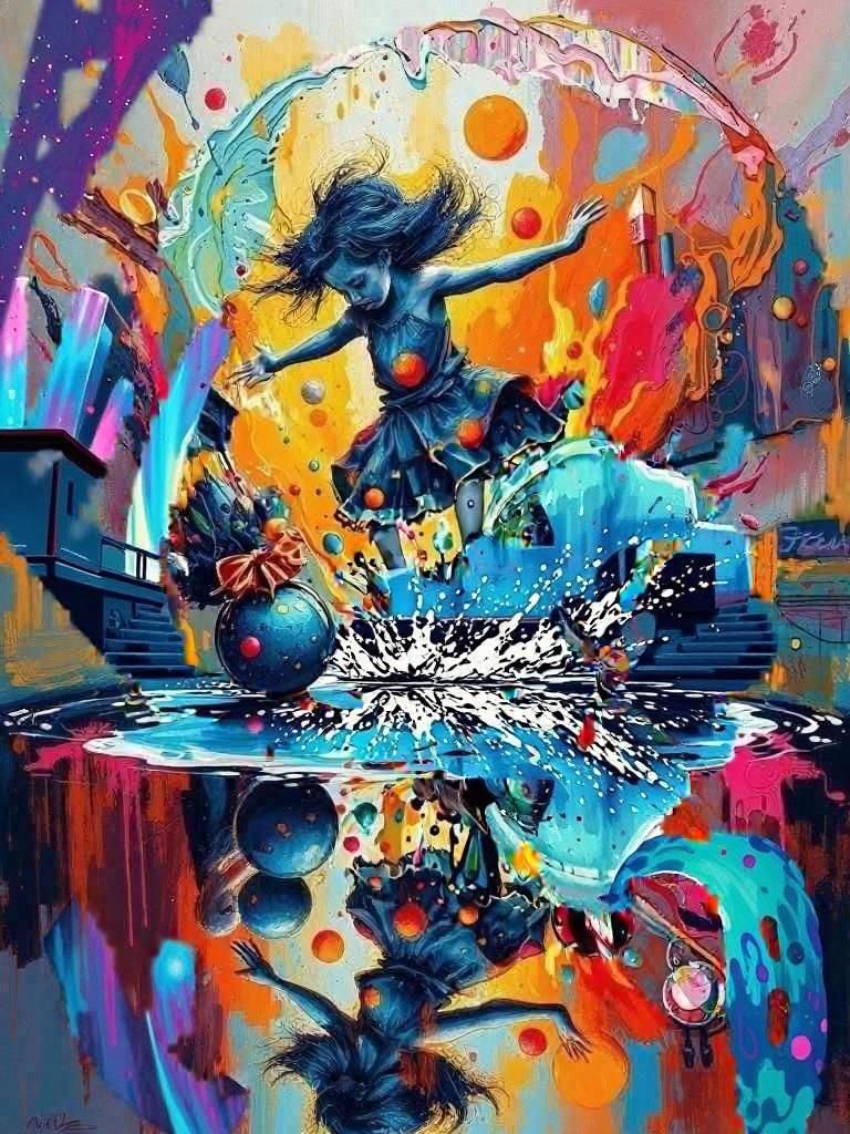 Girl's Mirror Jump: Pixel Art Street Scene