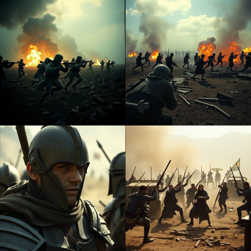 Epic Cinematic Film Still of HarMeghido War