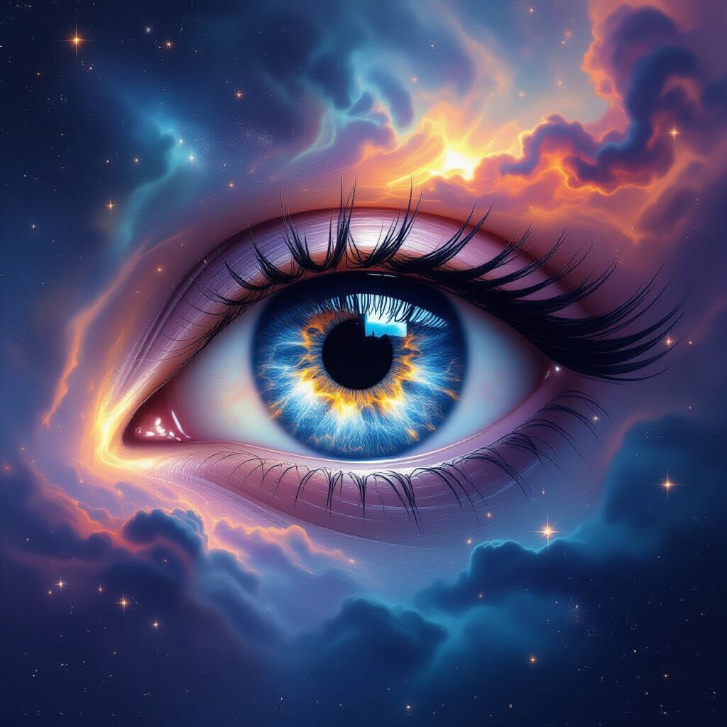 Cosmic Eye Nebula Eyelids Digital Matte Painting