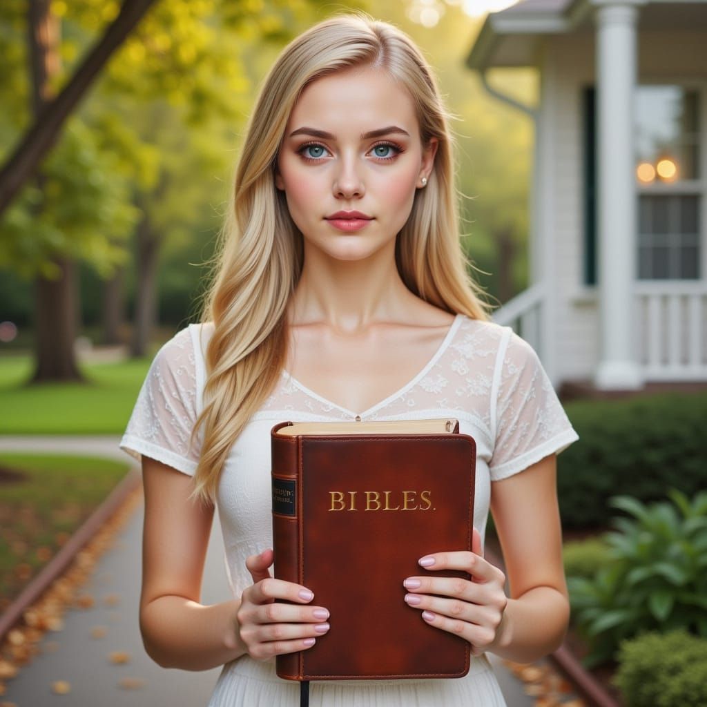 Woman with Bible in North Carolina, Illustrated Style
