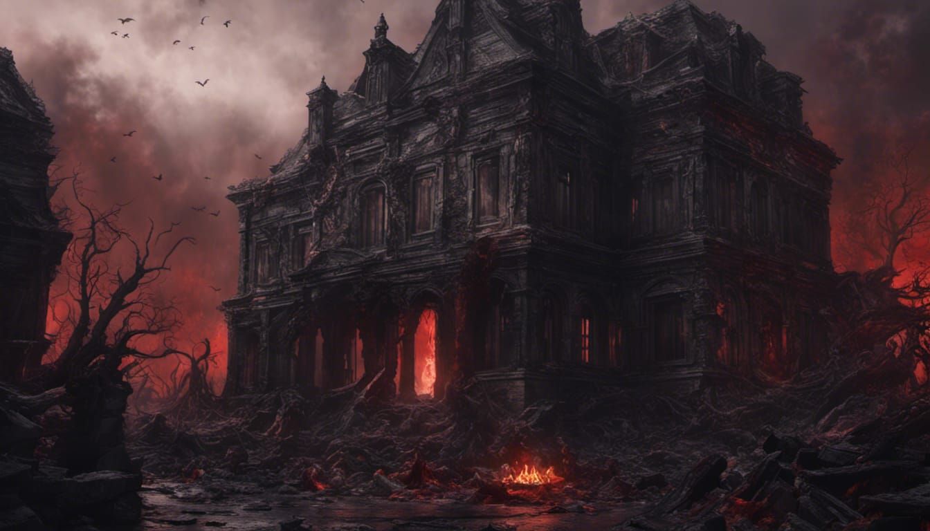 Lovecraftian World Ruined by Elder God in Flames