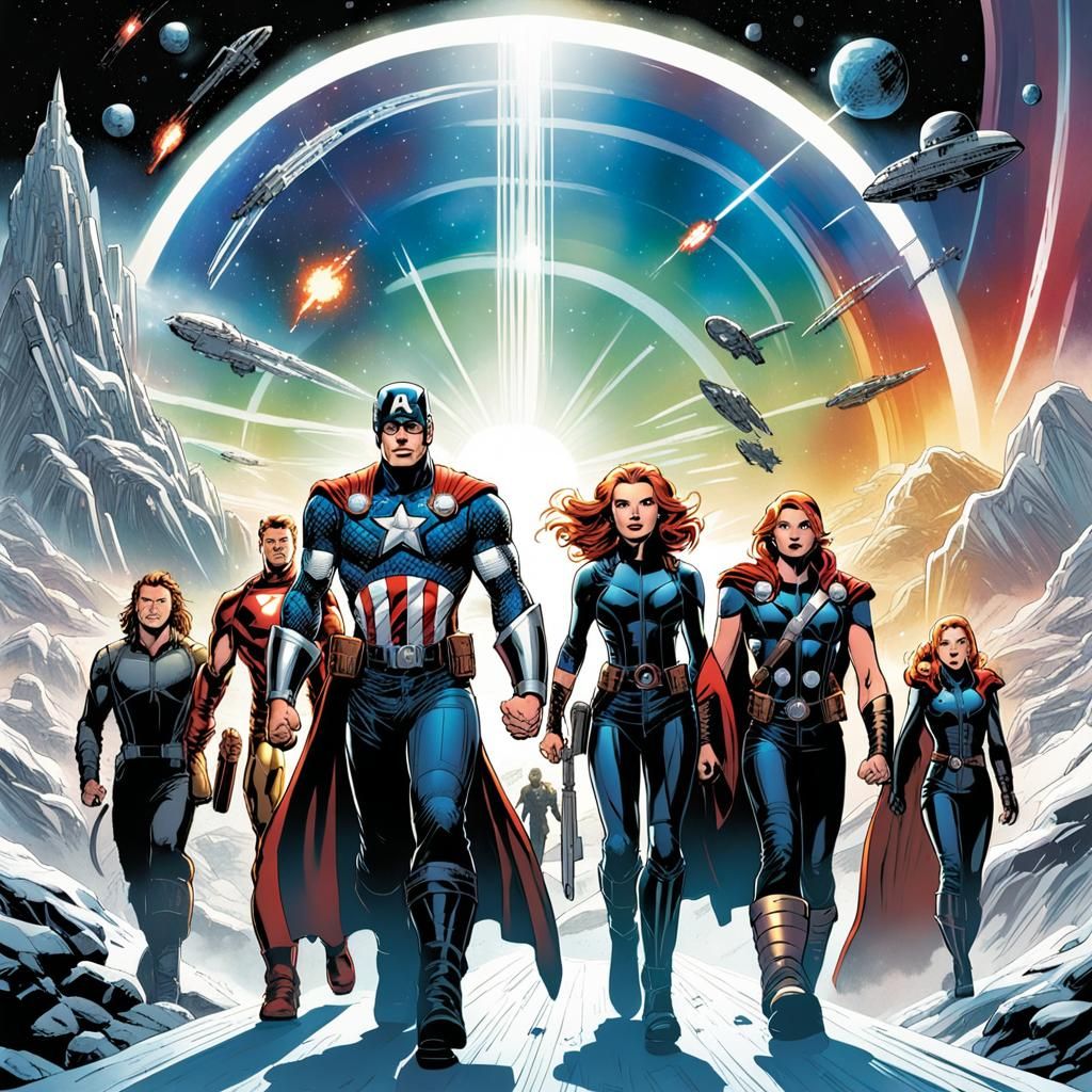 The Avengers on the Bifrost Bridge: Comic Book Art