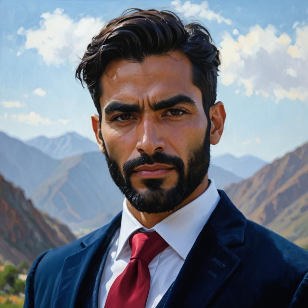 Portrait of Gentleman in Velvet Suit, Impasto Oil Painting