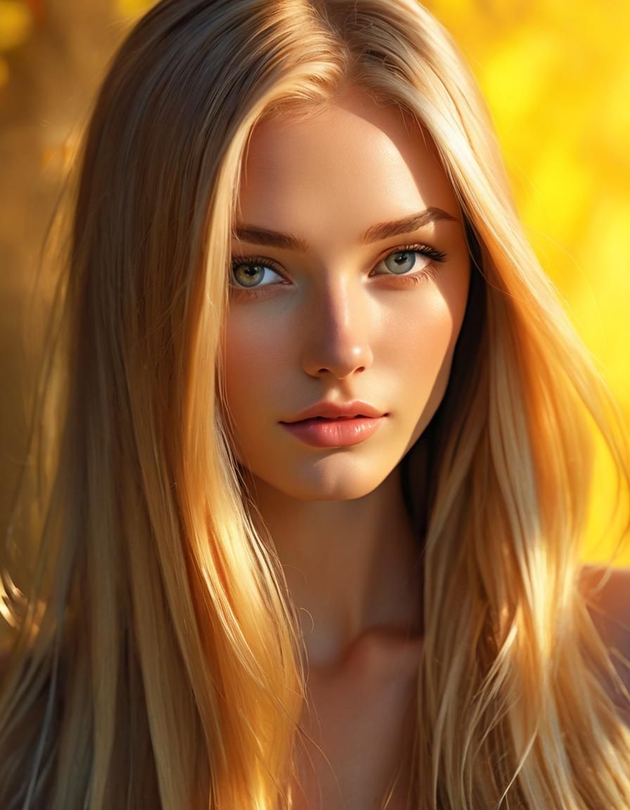 young woman with beautiful long blonde hair