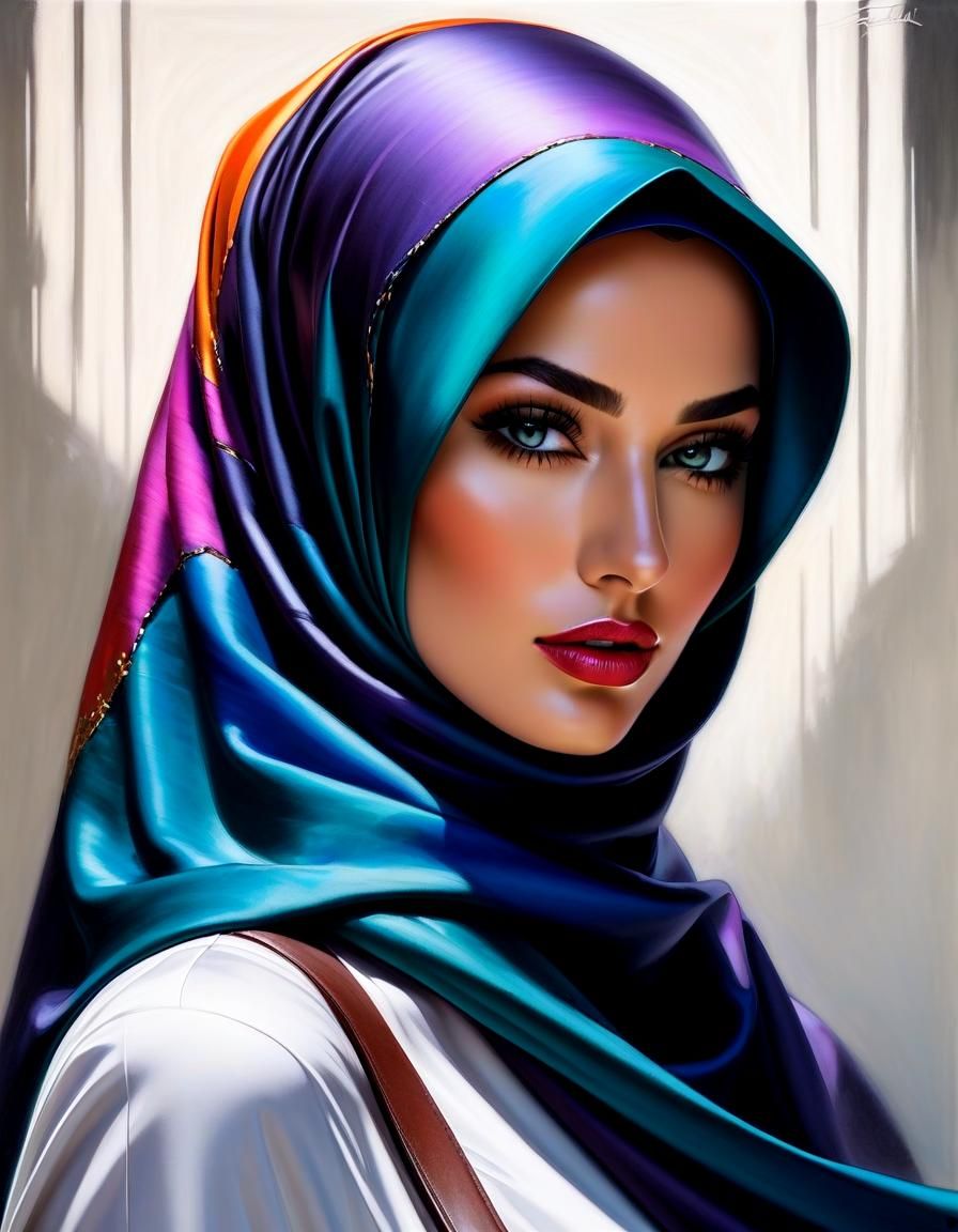 Woman in Niqab: Oil Painting in Julie Bell Style