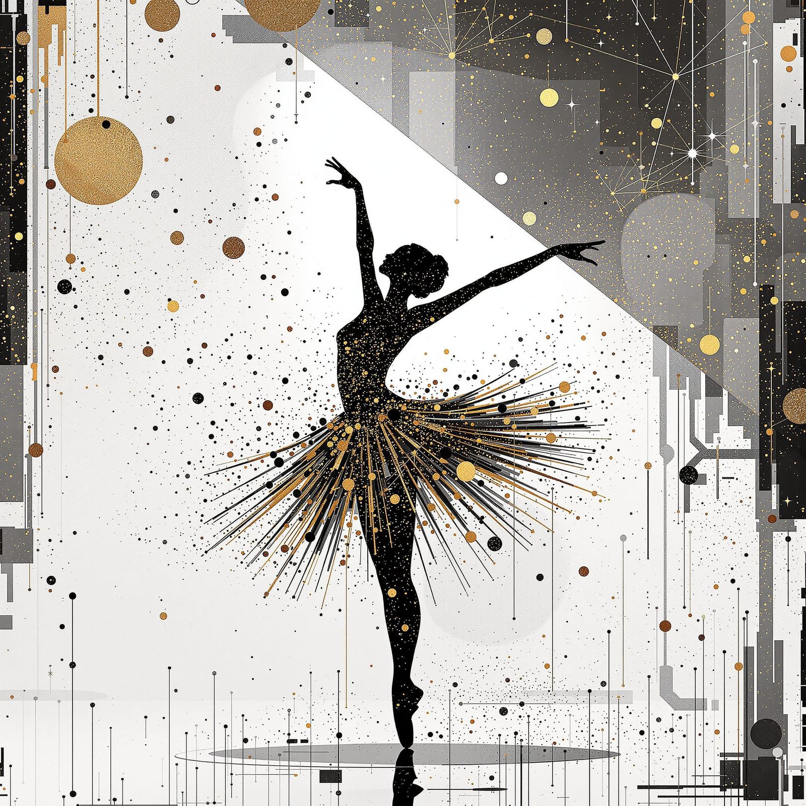 Indigocore Ballerina Silhouette with Constellation Glitch